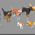 Different Dog Breeds Standing Together In Various Colors And Cute Poses