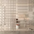 Modern Glass Brick Wall Design With Decorative Patterns And Translucent Texture 3d model