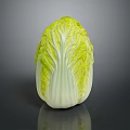 Fresh Chinese Cabbage With Green Leaves And White Stalk On Dark Background