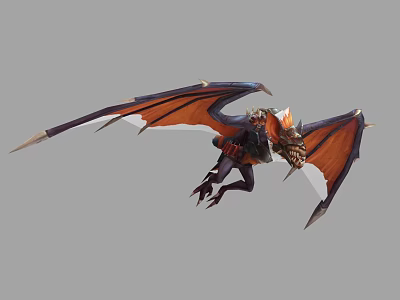 Game Movie Character Dragon With Black Orange Wings And Armored Flying Design 3d model