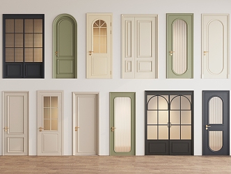 French interior door single door double door glass door 3d model