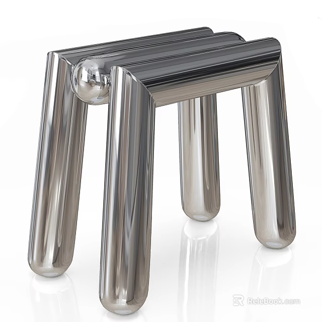 Modern Metal Stool With Smooth Surface Minimalist Design And Stable Legs For Home Decor 3d model 