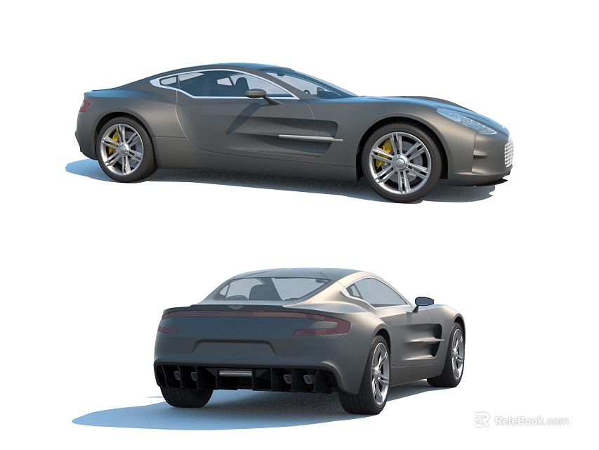 Sleek Gray Sports Car With Two Door Design Streamlined Body And Alloy Wheels 3d model 