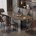 Elegant Modern Dining Table Set With Six Chairs Marble Top And Metal Frame