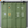 Green Shipping Container With High Voltage Caution Label And 20DC Markings 3d model