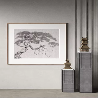 New Chinese Plant Painting Decorative Painting 3d model