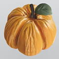 Vine Bearing Ripe Orange Pumpkin With Green Leaf And Smooth Surface