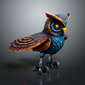 Owl grimace owl long-eared owl wulin owl monkey face owl carved owl 3d model