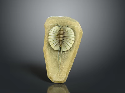 Ancient Trilobite Fossil Specimen Preserved in Stone With Detailed Exoskeleton Structure 3d model