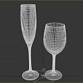 Elegant Clear Transparent Champagne Flute And Red Wine Glass Set