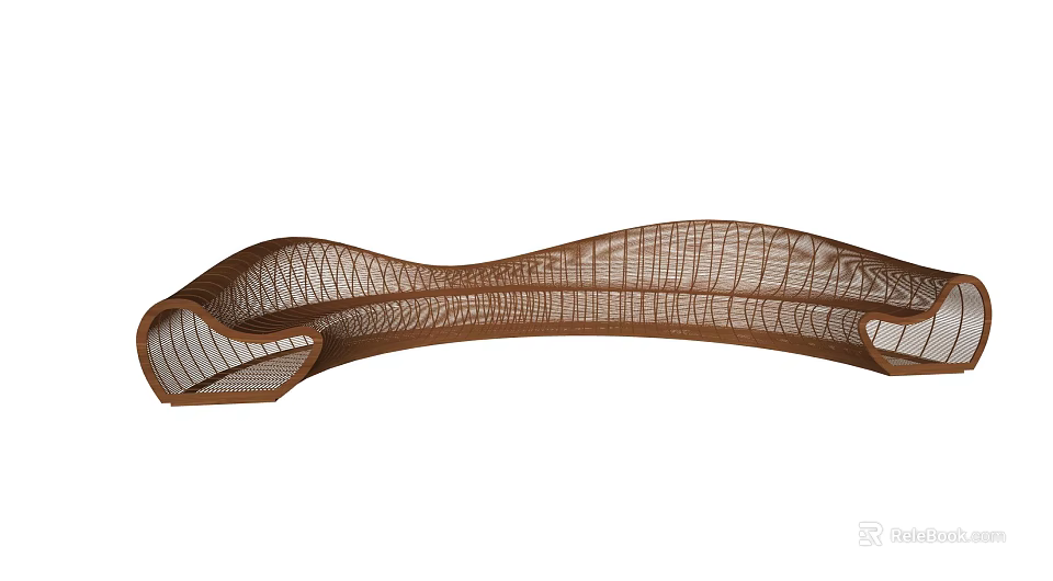 Public Chair With Curved Woven Structure And Modern Design For Outdoor Space 3d model 
