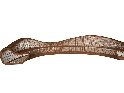 Public Chair With Curved Woven Structure And Modern Design For Outdoor Space 3d model