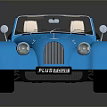 Blue Vintage Convertible Car Featuring Open Top And White Seats Design