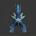 Blue Metallic Dragon Character With Glowing Details For Game Movie 3D Design