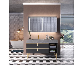 Light Luxury Bathroom Cabinet 3d model