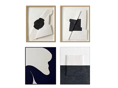 Modern Abstract Artworks With Geometric Shapes And Textured Framed Wall Decor 3d model