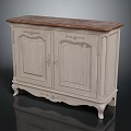 Vintage French Console Sideboard With White Painted Finish Marble Top Carved Details And Curved Legs
