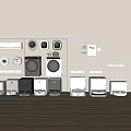 Modern Household Appliances Display Featuring Various Types For Home Use On Wooden Floor