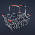 Wire Shopping Basket With Red Handles And Sturdy Metal Frame Practical Design