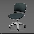 Modern Office Chair With Green Upholstered Seat And Backrest White Frame Swivel Wheels