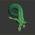 Mythical Green Scaled Creature With Four Limbs Curved Body And Sharp Claws 3D Render