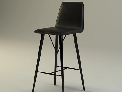 Sleek Modern Black Bar Stool With Backrest And Sturdy Metal Frame Design 3d model