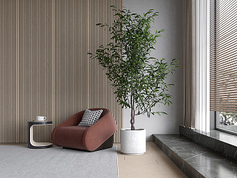 Modern Single Sofa Plant Small View 3d model