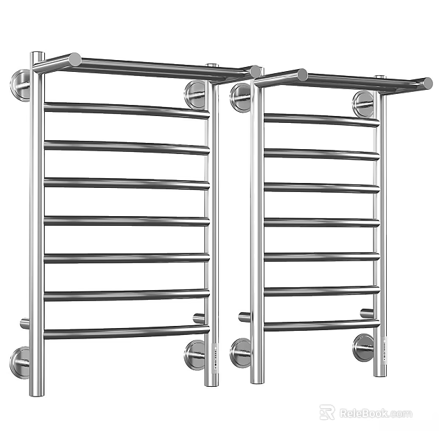 Stainless Steel Bathroom Cabinet Rack With Wall Mounted Modern Design And Multiple Bars 3d model 