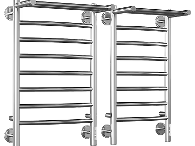 Stainless Steel Bathroom Cabinet Rack With Wall Mounted Modern Design And Multiple Bars 3d model