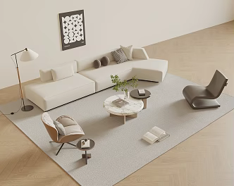 Modern Sofa Coffee Table Combination Curved Sofa Leisure Chair 3d model