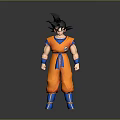 Game Movie Character in Orange Combat Outfit with Black Spiky Hair Blue Belt and Boots