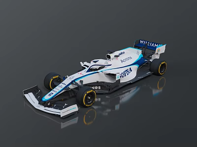 Williams Martini Racing Car With White And Blue Aerodynamic Design And Racing Wheels 3d model
