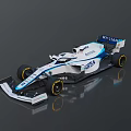 Williams Martini Racing Car With White And Blue Aerodynamic Design And Racing Wheels