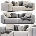 Modern Light Gray Two Seater Sofa With Decorative Pillows And Throw Blanket 3d model