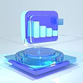 3D Digital Interface With Blue Transparent Floating Folder On Glossy Platform 3d model