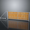Metal Frame Gate Structure With Wooden Panels And Support Bracket For Outdoor Entrance