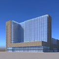 Modern Office Building With Glass Curtain Wall And Metal Stone Exterior Design
