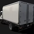White Commercial Box Truck With Cab And Cargo Container On Black Background 3d model