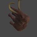Ancient Mammoth Figure With Long Curved Tusks And Brown Fur