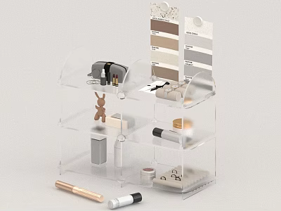 Clear Acrylic Multi Tier Storage Organizer For Daily Necessities Cosmetics Skincare And Small Decorations 3d model