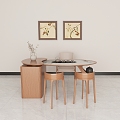 Modern Middle Ancient Style Tea Table and Chair Combination 3d model