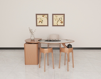 Modern Middle Ancient Style Tea Table and Chair Combination 3d model