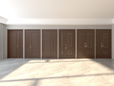 Flat Door Entry Door Security Door Solid Wooden Door 3d model