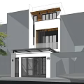 Modern Detached Villa Exterior Design With Balcony Trees Red Car And Entrance