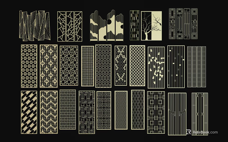 Various Decorative Room Divider Designs With Intricate Patterns And Modern Styles 3d model