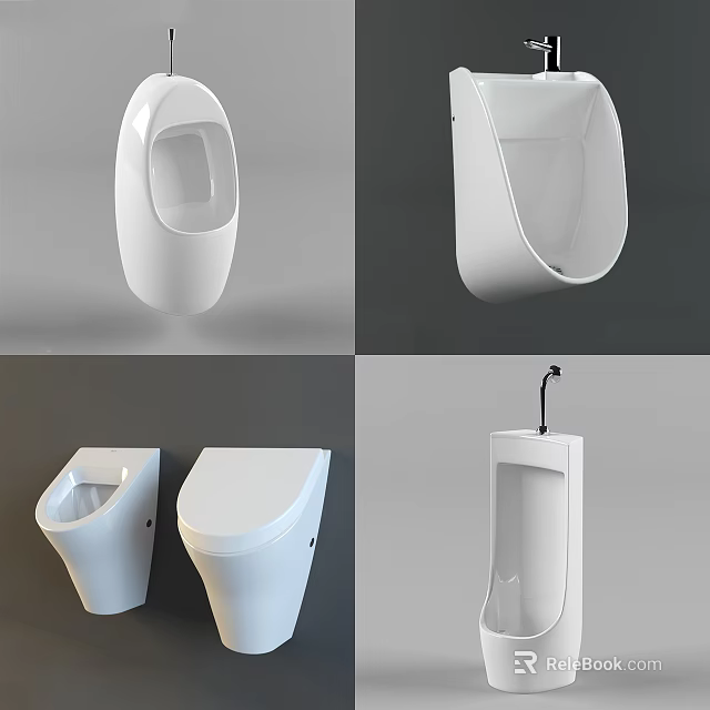 Modern White Bathroom Urinal Designs Including Wall Mounted And Floor Standing Styles 3d model