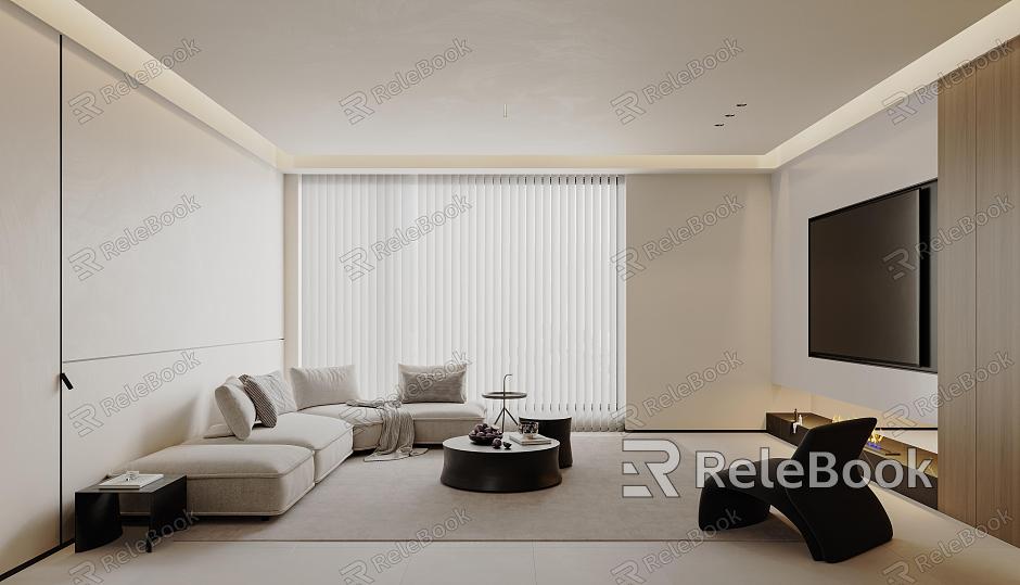 Modern Living Room Dining Room Homestay Pure White Style model