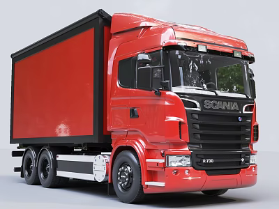 Red Scania Box Truck Featuring Efficient Cargo Transport And Modern Cab Design 3d model Red Scania Box Truck Featuring Efficient Cargo Transport And Modern Cab Design 3d model