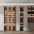 Modern Wine Cabinet Interior Design With LED Lighting Storage Shelves And Display Racks
