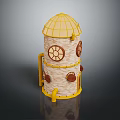 Ornate Tower Building Featuring Yellow Framework Brick Red Walls Decorative Circular Windows And Dome